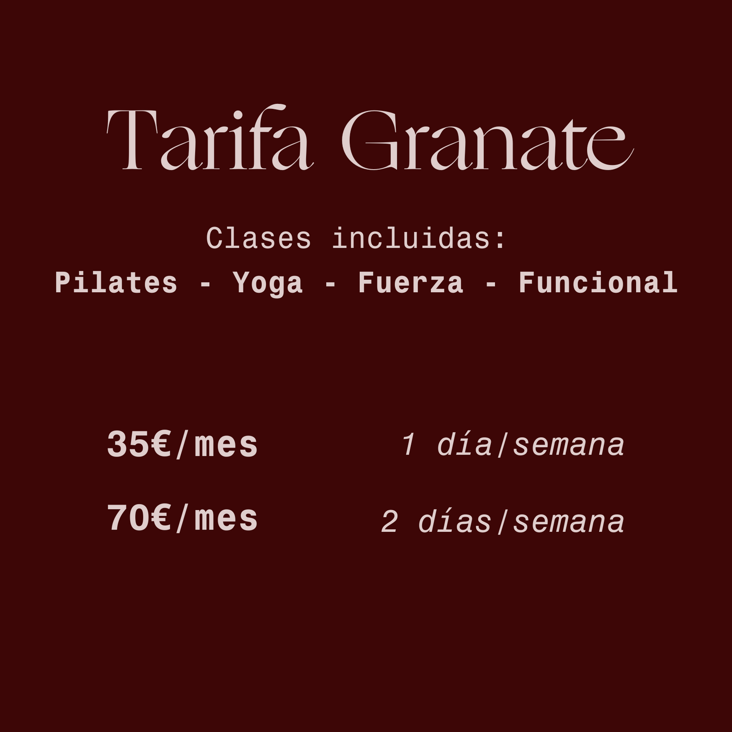 Tarifa Granate